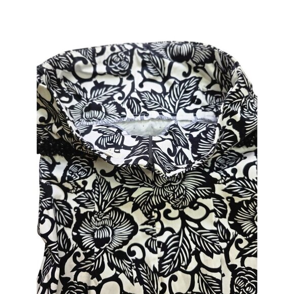 Ruth Black White Strapless Cotton Sheath Dress Size 4 Beaded Bustline Stretch - Picture 8 of 8